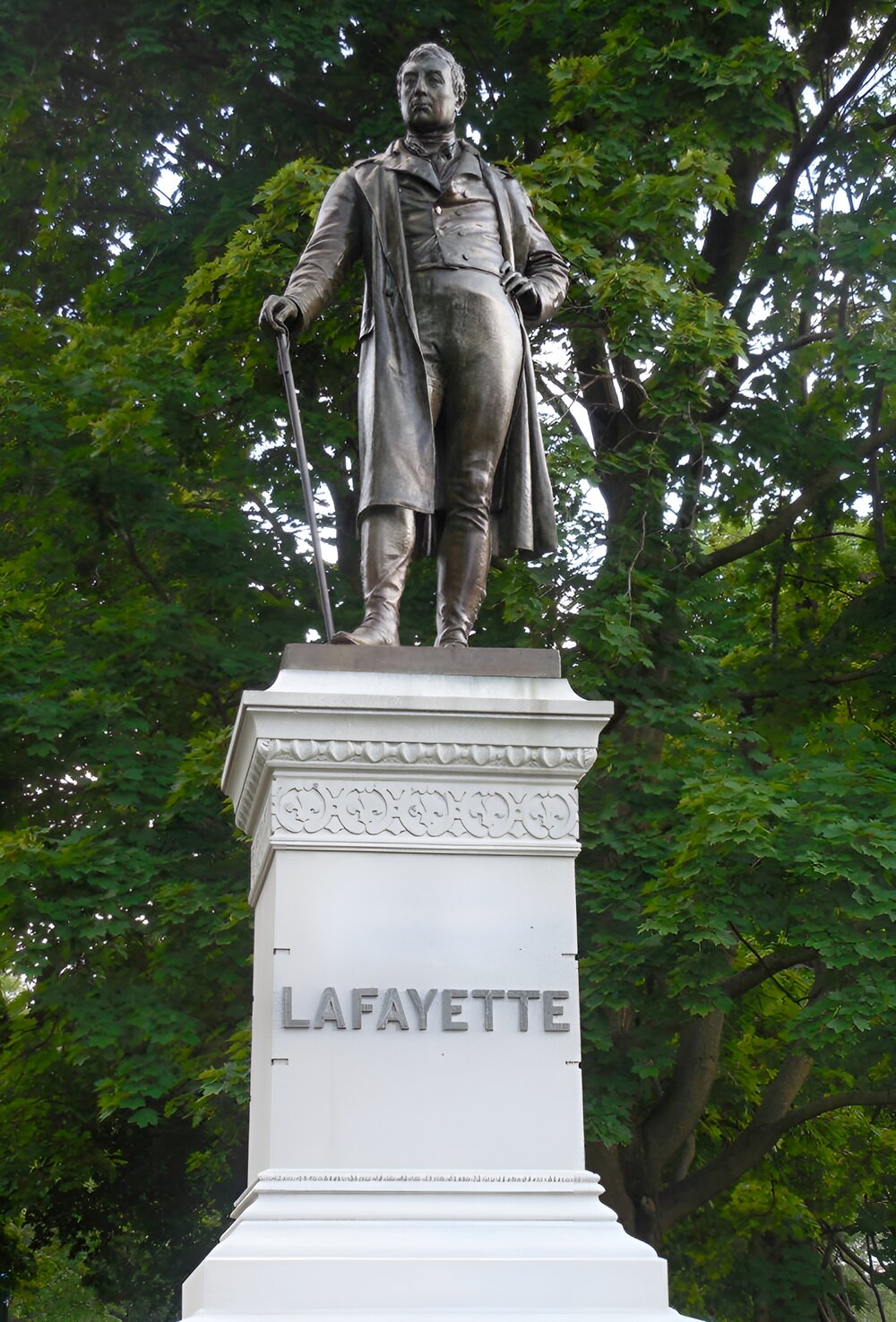 Statue of Lafayette on north end of University of Vermont Green, sculpted by John Quincy Adams Ward, 1883