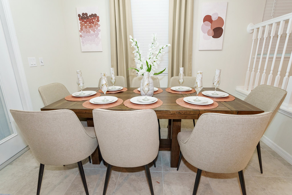 Dining table set for eight at 4182 Lana Avenue