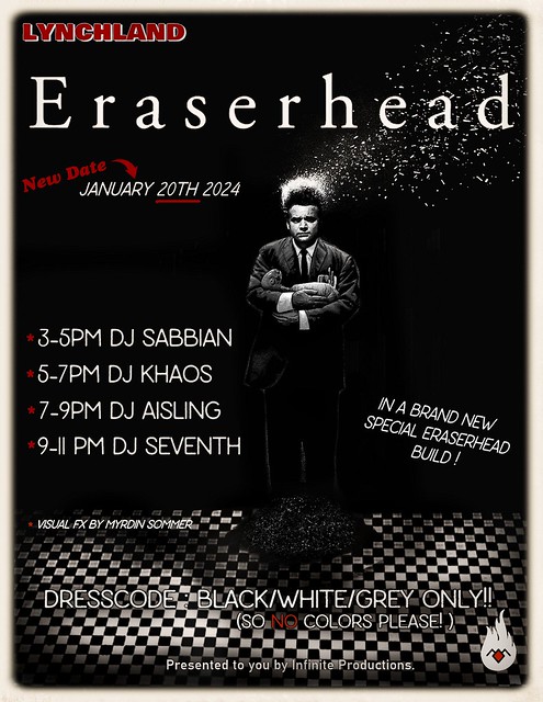 ERASERHEAD EVENT January 20th 2024 Poster