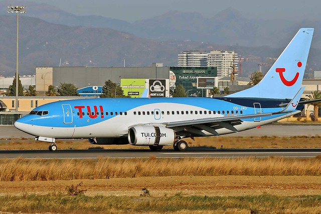 OO-JAO Boeing 737-7K5 TUI Airlines Belgium Named Playing to Win AGP 27-11-23