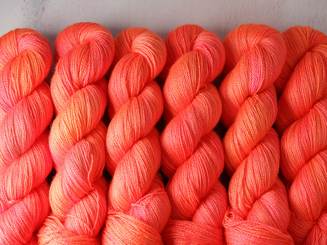 Brilliance Lace – British Bluefaced Leicester wool and silk hand-dyed yarn 100g – ‘Tangerine’