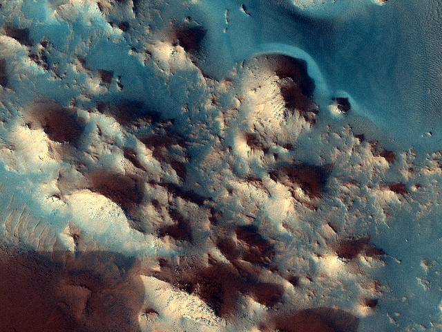 Unnamed Crater on Mars with Hills and Sand Dunes