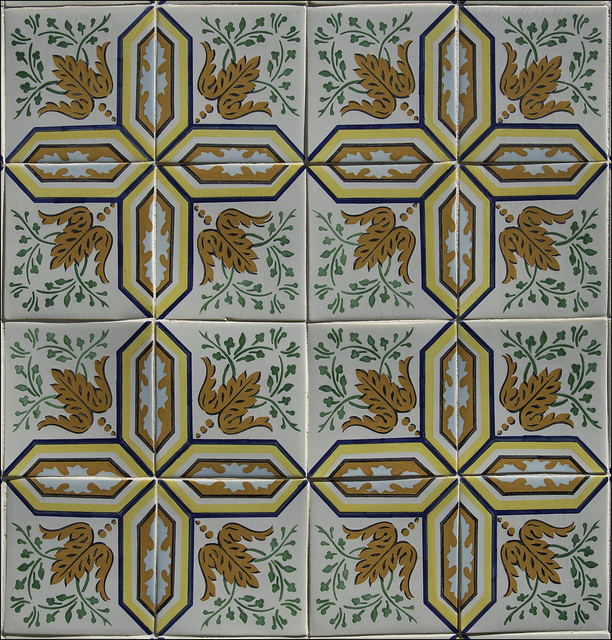 Tiles from the Façade of a Building.
