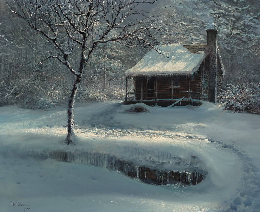 Peter Ellenshaw «Cabin in Winter Twilight», 1950
