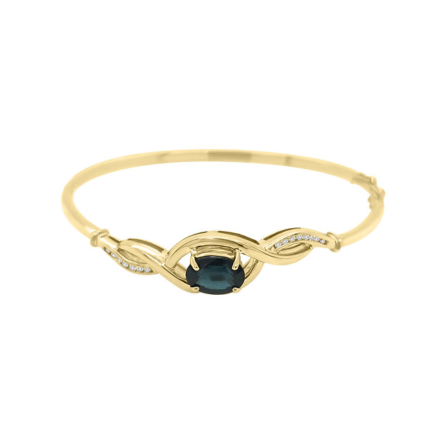 Art Deco Style, Sapphire And Diamond Bangle Bracelet In 18k Yellow Gol – Emiratesdiamonds