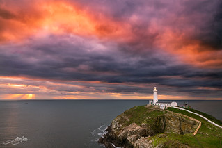 South Stack Lighthouse, Anglesey at sunset.