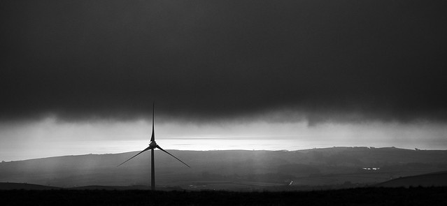 Turbine and clouds, winters day