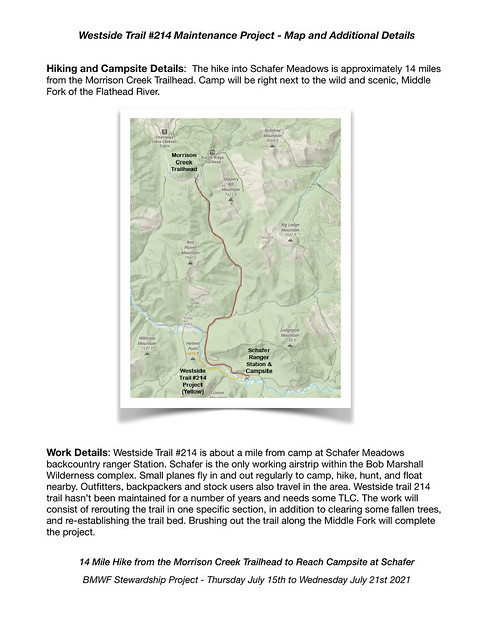Westside Trail 214 Project Details with the Bob Marshall Wilderness Foundation - Volunteer Wilderness Stewardship - Page 2