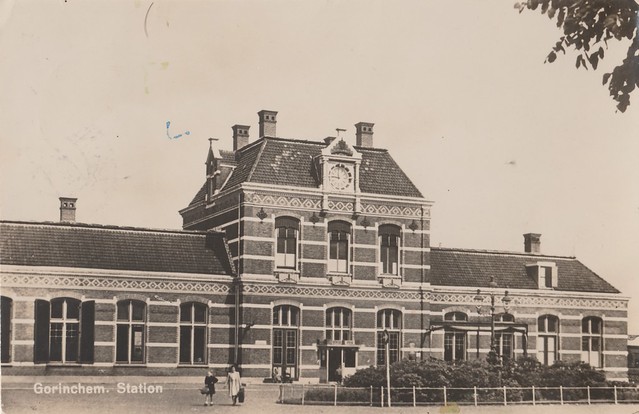 Ansichtkaart - Gorinchem, station (Uitg Sparo, poststempel 1944)