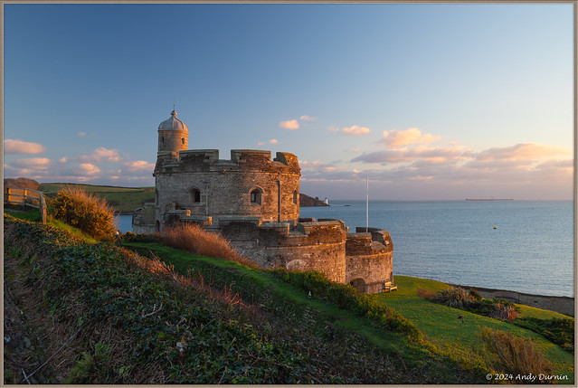 Sunset Light St Mawes Castle and St Anthony Head lighthouse