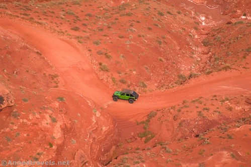An OHV on the Kane Springs Road below Anticline Overlook, Canyon Rims Recreation Area and Bear Ears National Monument, Utah