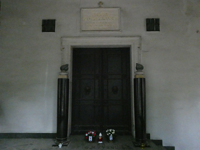 A memorial in the catacombs of Powązki cemetery which contains the ashes of Polish victims of German concentration camps