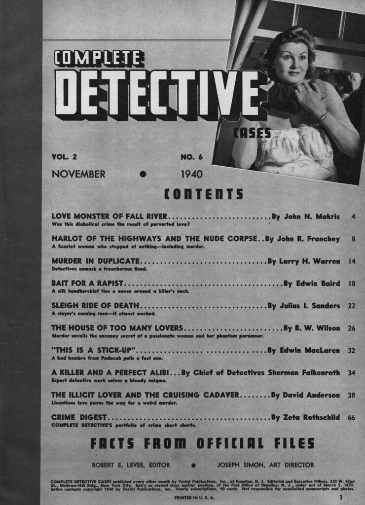 Complete Detective Cases 1940-11 contents