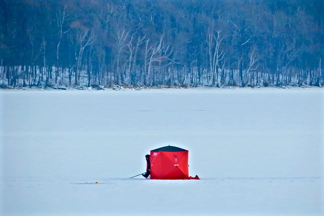 Another small Ice Hut safe on the thin ice water ….
