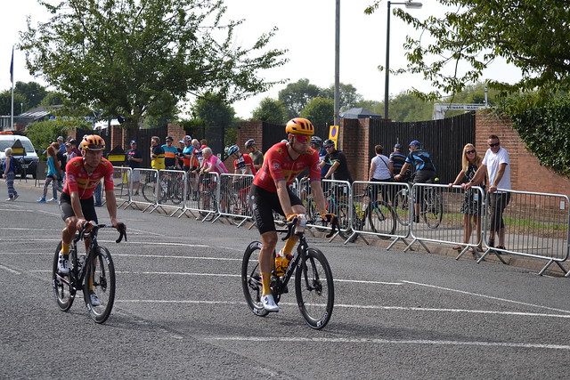 Tour of Britain 2023 - Newark on Trent - Rasmus Tiller and Tobias Johannessen - Just After the Finish of Stage Four