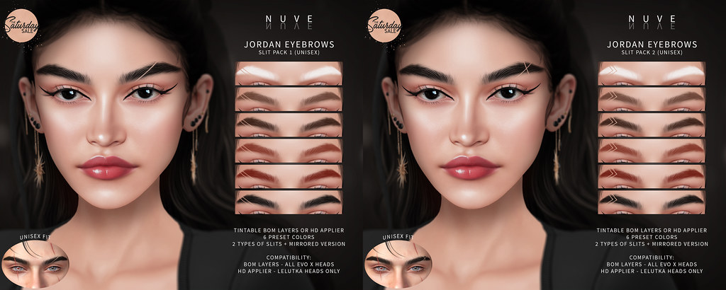 Jordan eyebrows slit packs – regular – Evo X/Lelutka Evo X HD