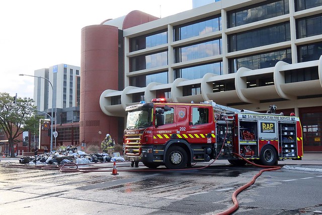 SAMFS Rubbish Fire Outside Adelaide Station