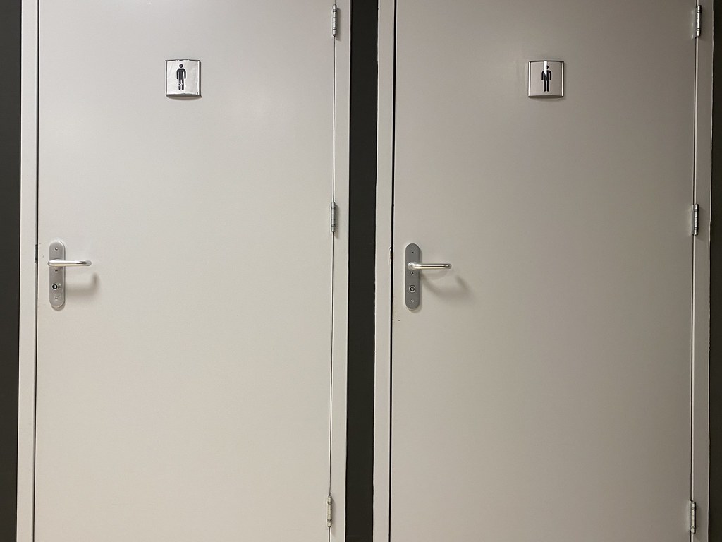 White toilet doors