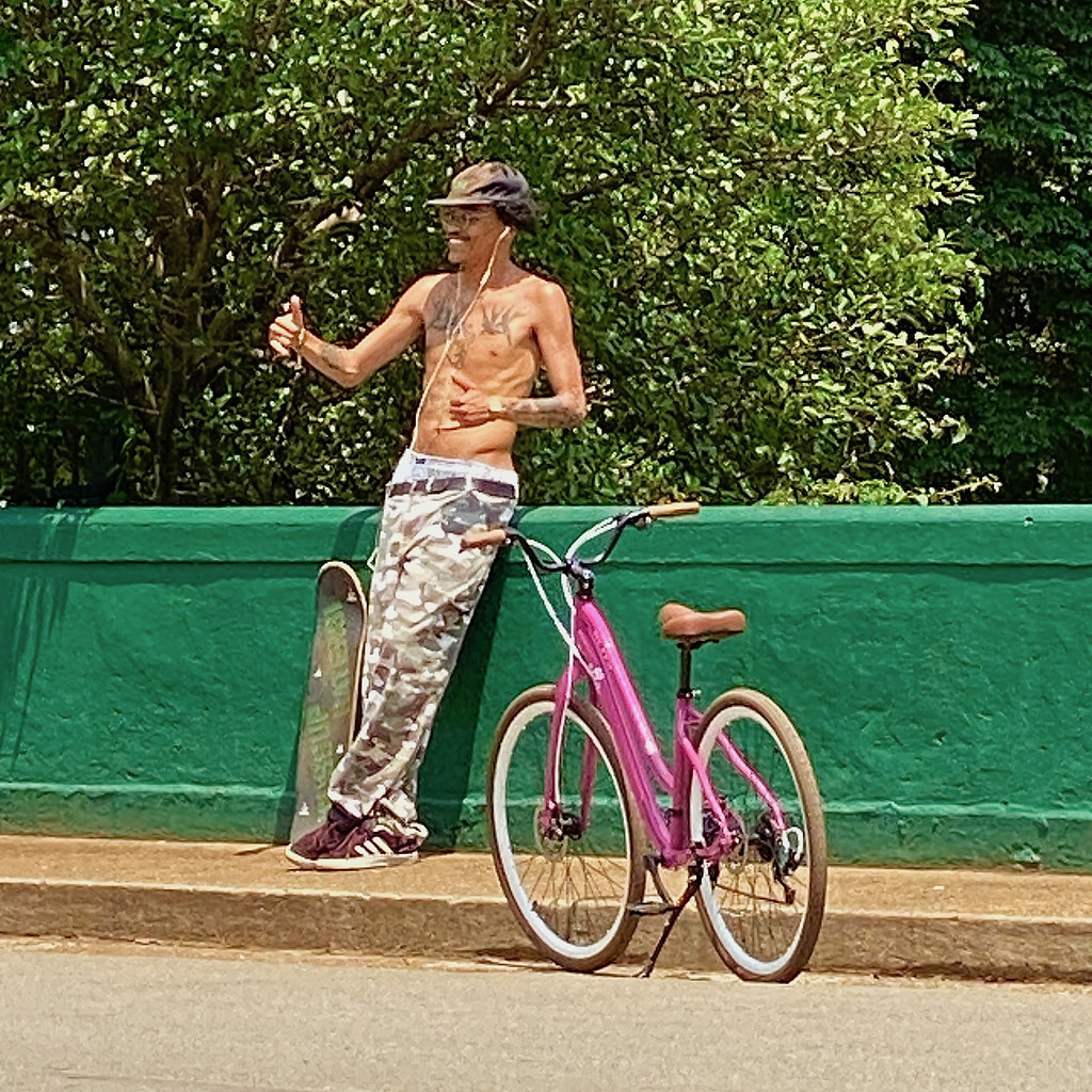 Shirtless Guy Taking Selfie, Ibirapuera Park, São Paulo, Brazil