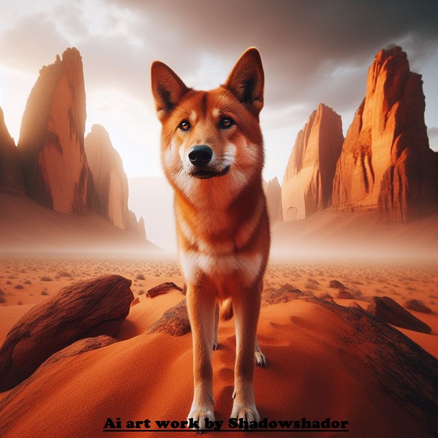 Ginger dingo (Canis familiaris dingo) Ai art