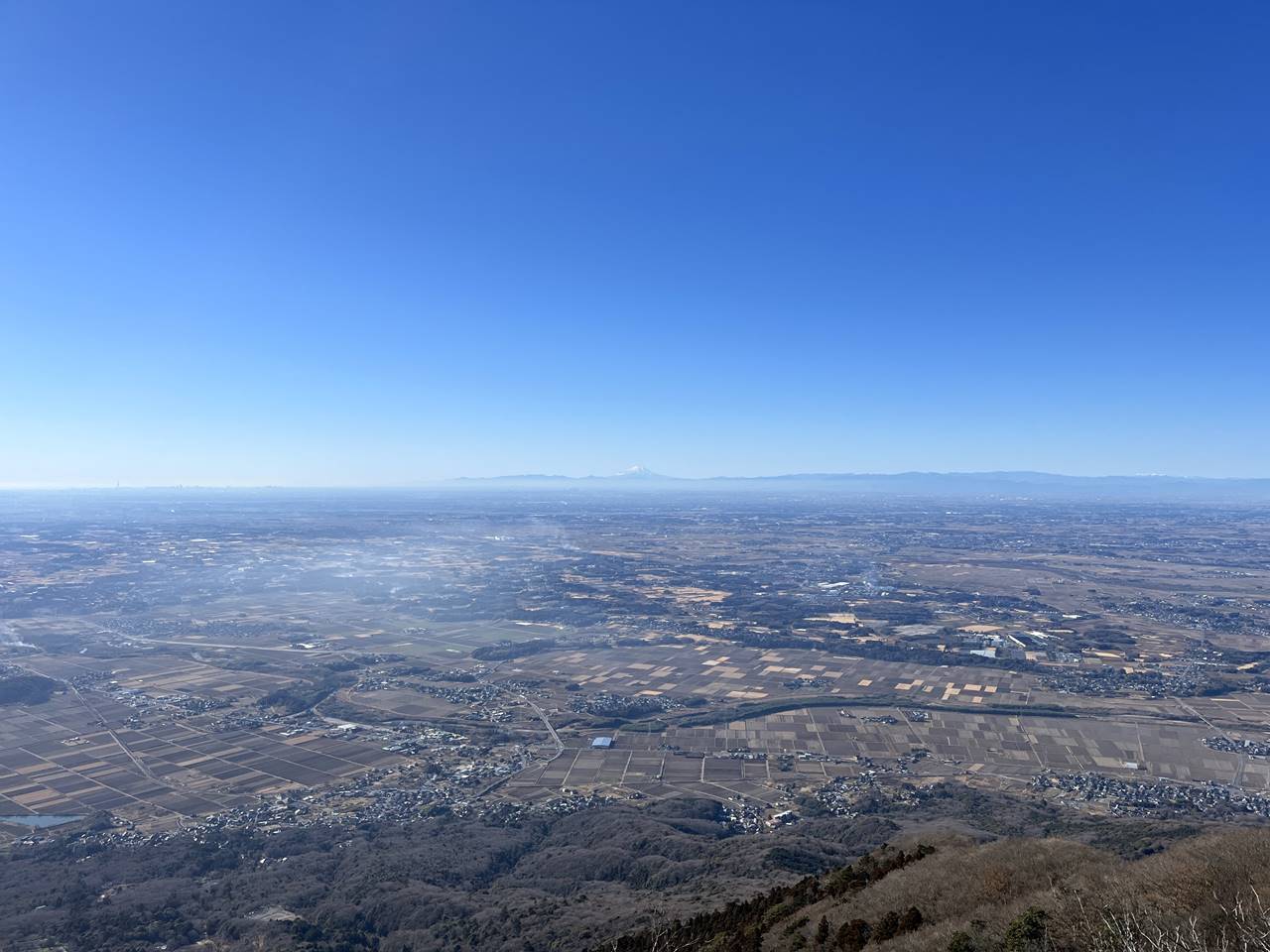 筑波山・男体山からの富士山と関東平野の展望
