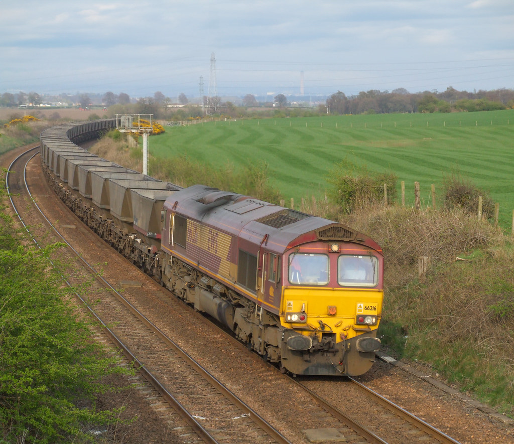 66216 passes Bonnymuir with an empty MGR bound for Hunterston. 13.4.07_