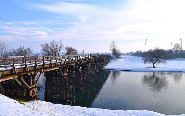 Something from the winter time - wooden bridge over the river Korana...