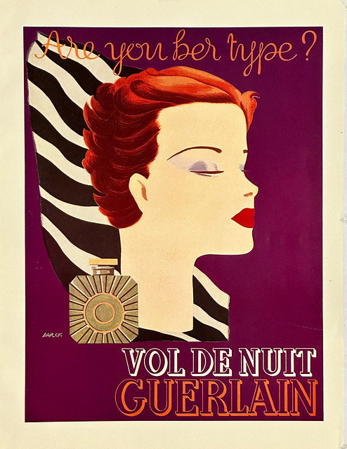 Ad for Guerlain’s “Vol De Nuit” perfume in “Stage Magazine,” February, 1938. 