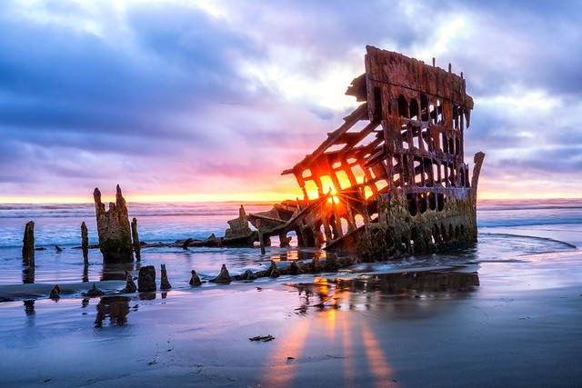 Sunset on the Wreck of the Peter Iredale