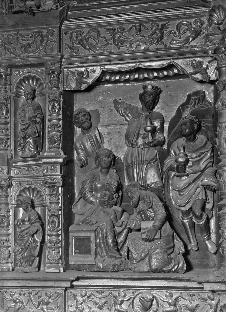 Adoración de los Reyes Magos en el retablo de Santiago del Arrabal. Fotografía de Georg Weise hacia 1925 © Bildarchiv Foto Marburg