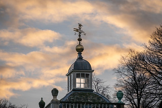 Sun setting behind the South Pavilion
