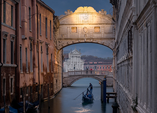 Bridge of Sighs in Venice from Behind