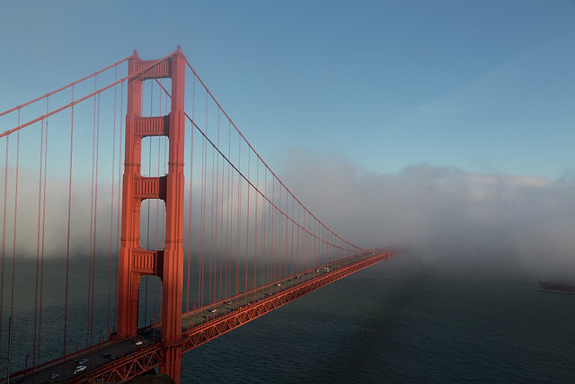 Fog rolls across the Golden Gate Bridge, San Francisco, California (LOC)