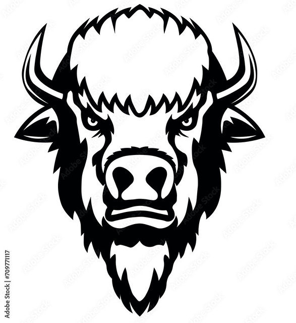 vector head of a stong bull on the white back