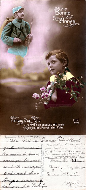 Bonne Année - Parrain d'un Poilu - L'envoi d'un bouquet est voulu Quand on est parrain d'un Poilu - 1916