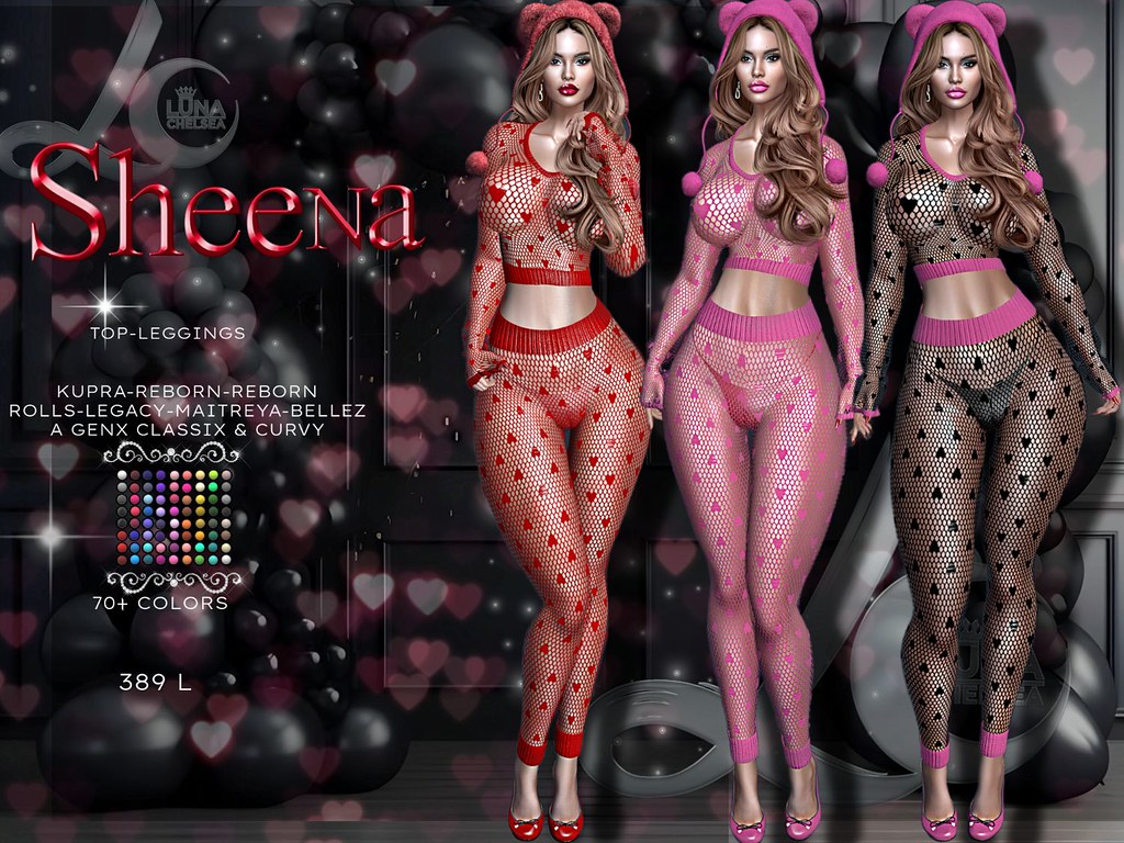 ❤️ Sheena, Sheer Lounge Set, Hearts Net, Valentines Day, 70+ Colors