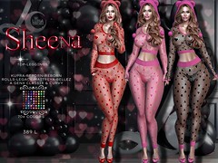 ❤ Sheena, Sheer Lounge Set, Hearts Net, Valentines Day, 70+ Colors