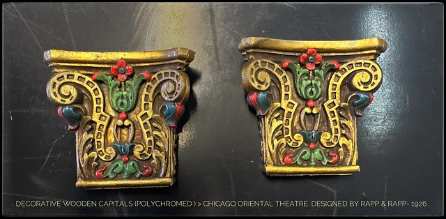 Polychromed Wooden Capitals from The Oriental Theatre of CHICAGO.