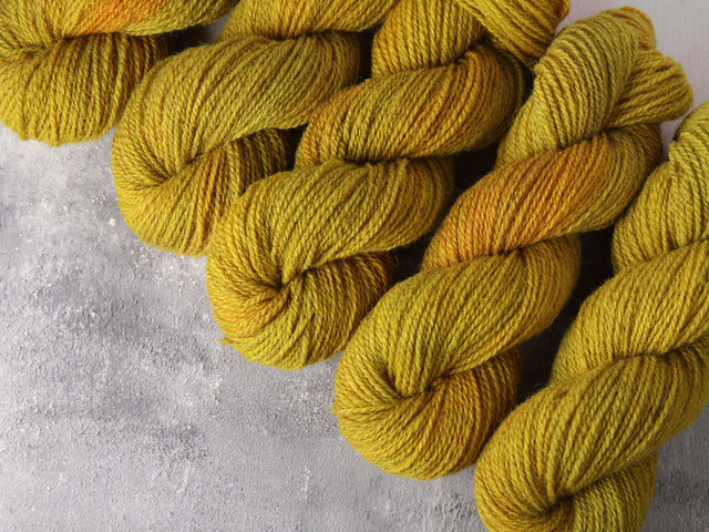 The Happiest Sheep – single flock Welsh Shetland wool hand dyed yarn 50g – ‘Colonel Mustard’