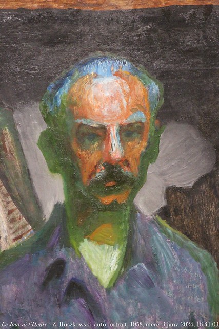 Le Journi l’Heure 1629 : Zyslav Ruszkowski, 1907-1990, autoportrait, 1958, coll. Simonow, abbaye de Flaran, Gers, Gascogne, mercredi 3 janvier 2024, 16:41:03