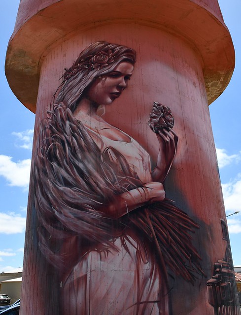 The May Queen reflecting the Cornish heritage - painted on the Kadina Railway Station Water Tower. Yorke Peninsula South Australia
