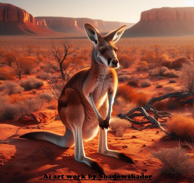 Red kangaroo (Osphranter rufus) female ai art