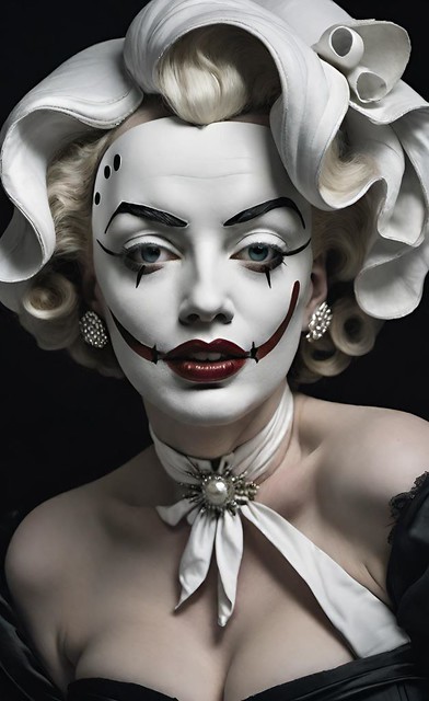 Courtier wearing a Marilyn Monroe mask