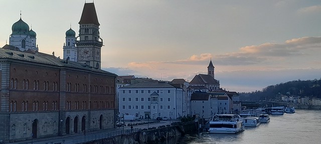 The Danube (Donau) in Passau at Winter Sunset...