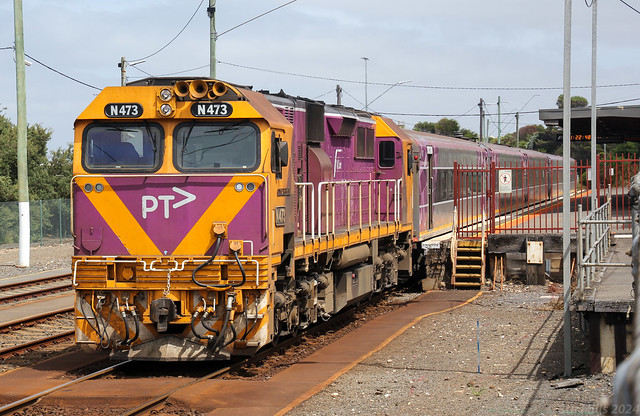 N473 catches the salty breeze as it waits for it departure time from Warrnambool station
