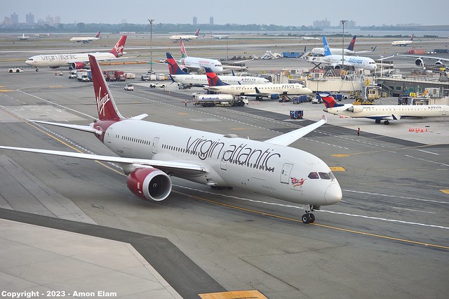 Virgin Atlantic Boeing 787-9 | G-VSPY | arrives at Terminal 4