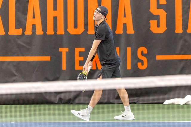Oklahoma State Cowboys vs Middle Tennessee State Blue Raiders Tennis Match, Friday, January 19, 2024, Greenwood Tennis Center, Stillwater, OK. Bruce Waterfield/OSU Athletics