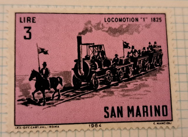 San Marino 3 Lire - Locomotion No. 1 1825