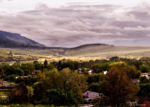 Green, Green Valley by carolannsherman, smalltown 2008 gangloff lagrande may cloudy dawn sunrise viewpoint usa