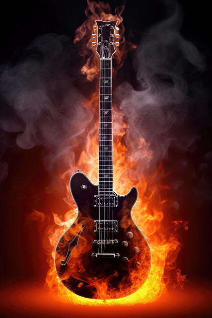 Gitarre in Flammen